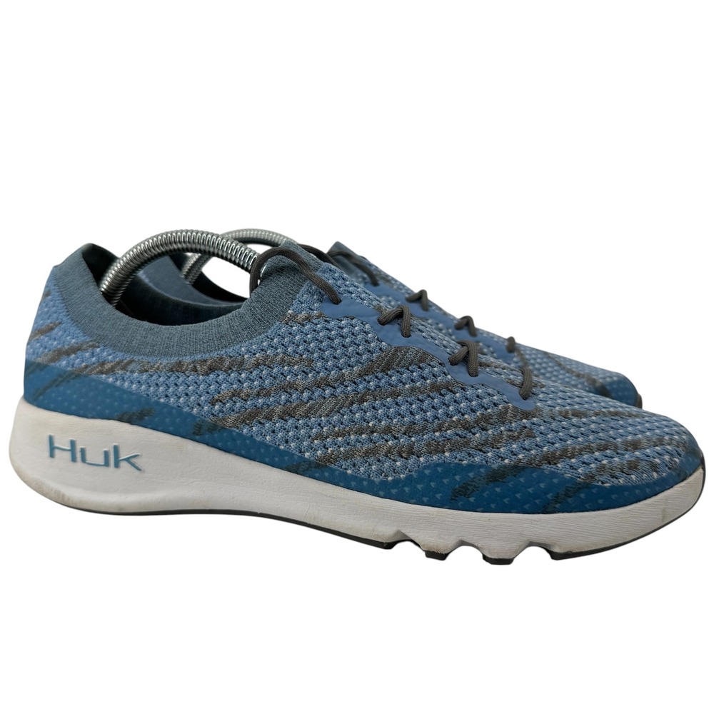 Huk Brewster Fishing Water Boat Shoes Mens 9 Blue Knit Athletic Sneakers